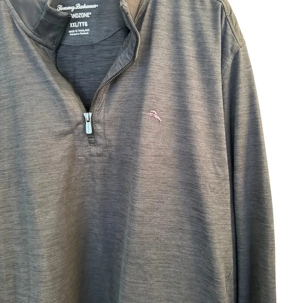 Tommy Bahama‎ Jacket Men's Gray 1/4 Zip Long Sleeve Island Zone Sz XXL